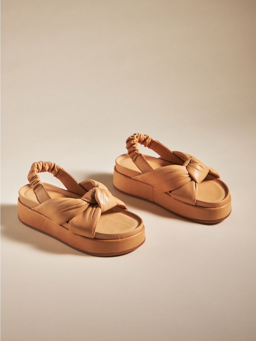 Silent D Pance Anthropologie  neutral leather sling back platform sandals 37